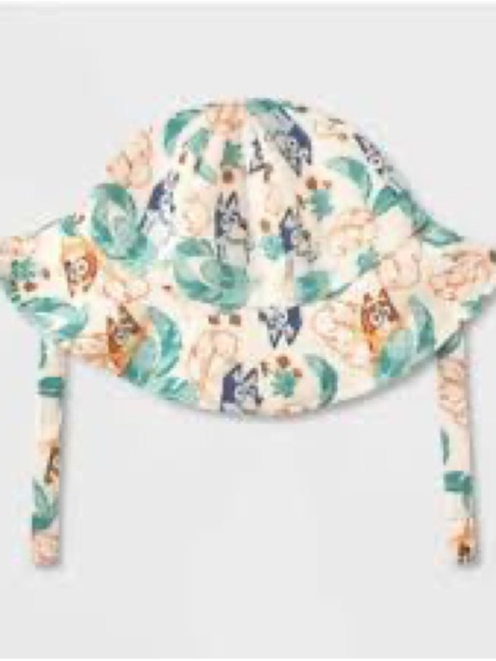 Kids Floral Bucket Sun Hat - White & Green